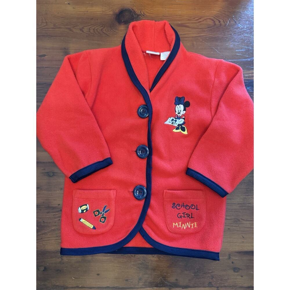 Disney Minnie Mouse Red School Girl Fleece Jacket Vintage Sz 8